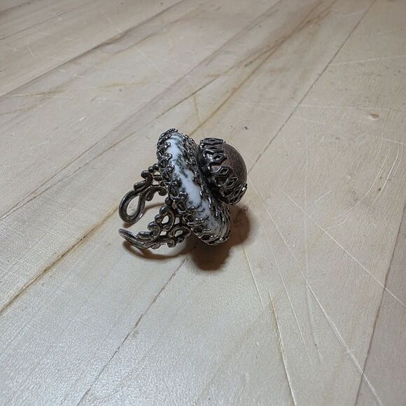 Vintage Ollipop USA Adjustable Fashion Designer Ornate Statement Cocktail Ring - Picture 5 of 12
